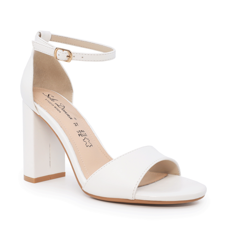 Solo Donna women high heel sandals in white faux leather 1165DS1610A