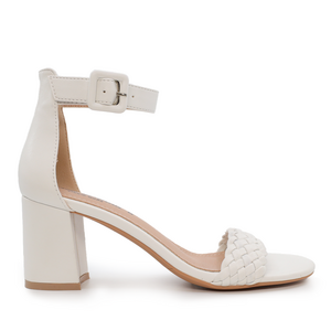 Solo Donna women mid heel sandals in white faux leather 2855DS0005A