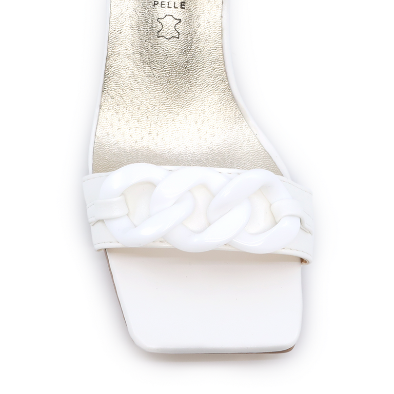 Sandale femei Solo Donna albe cu toc mediu 2855DS3662A 