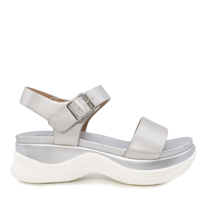 Solo Donna women sandals in silver faux leather 2545DS7118AG