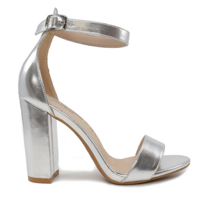 Solo Donna women high heel sandals in silver faux leather 2545DS7011AG