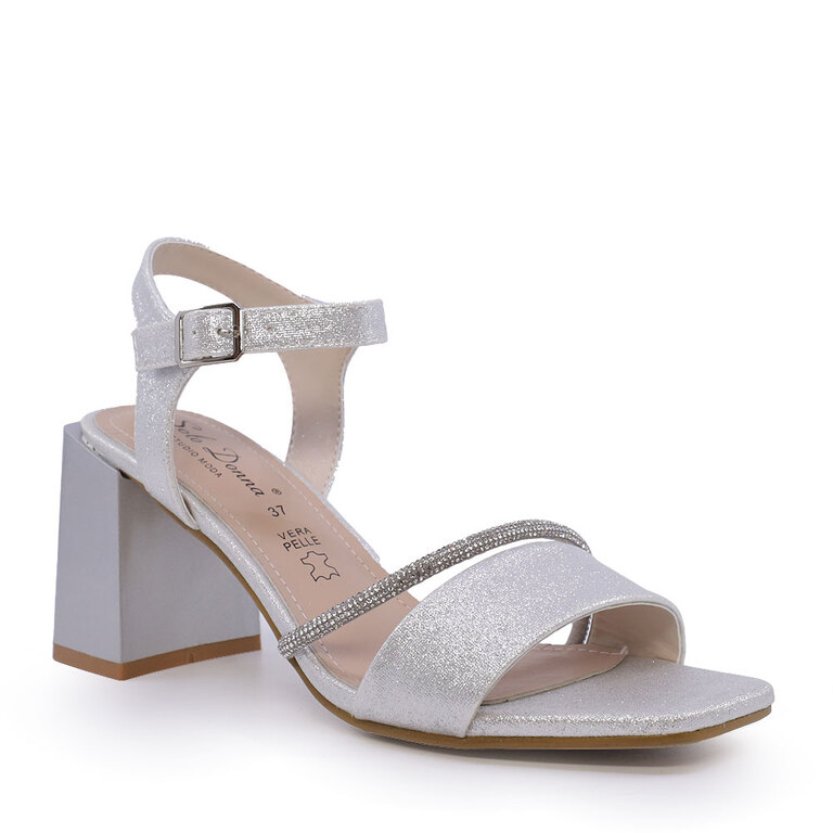 Women's Solo Donna silver medium heel sandals 1167DS1100AG