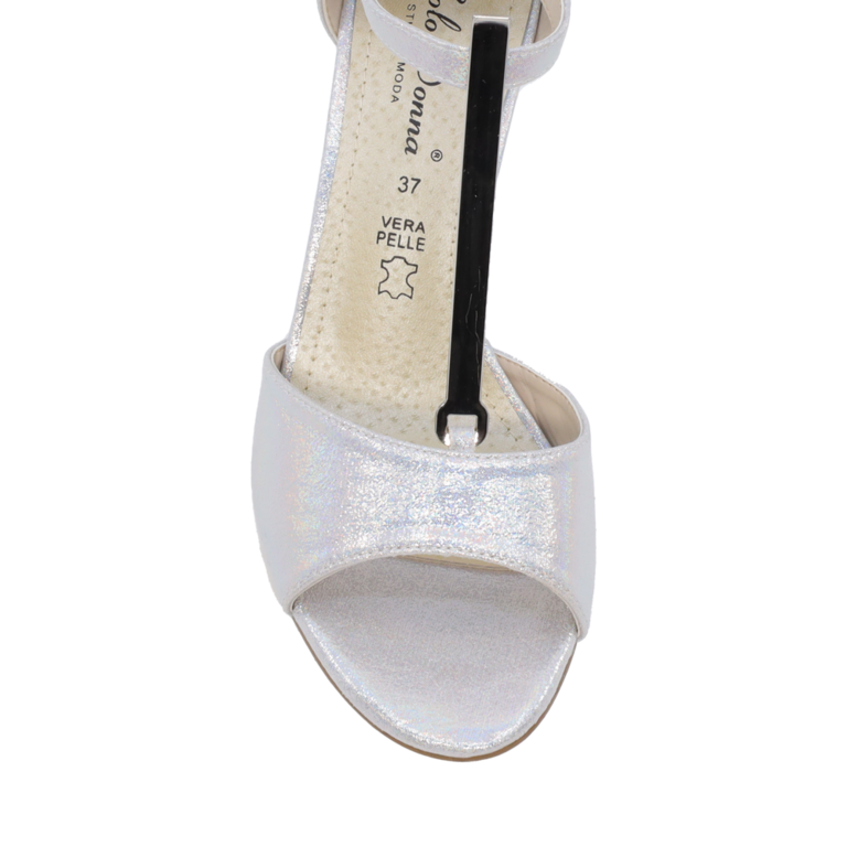 Sandale femei Solo Donna argintii cu toc 1165DS1200AG 
