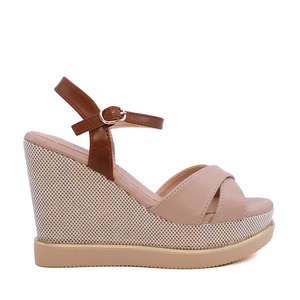 Solo Donna women's platform sandals brown 2549DS6417BE