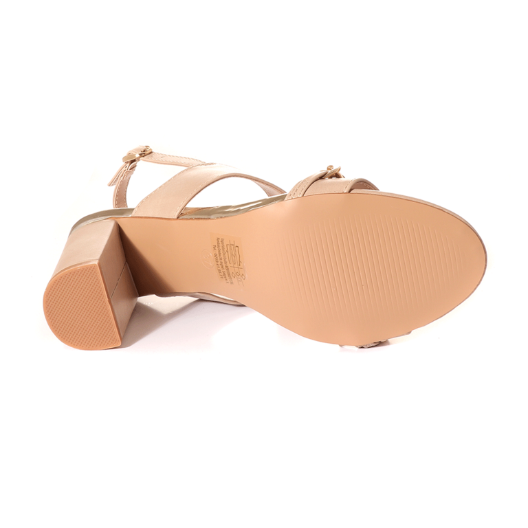Solo Donna Women's beige medium heel chain sandals 2541DS66426BE