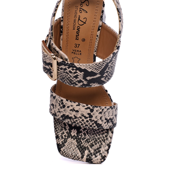 Women's Solo Donna beige + black high heel sandals 2547DS8531SBE