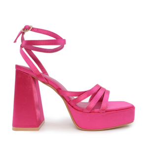 Solo Donna women high heel sandals in fuchsia silk satin  2545DS4246FU