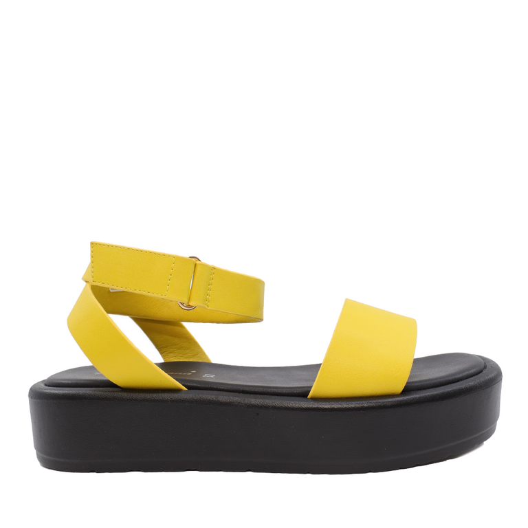 Solo Donna women sandals in yellow faux leather 2545DS2901G