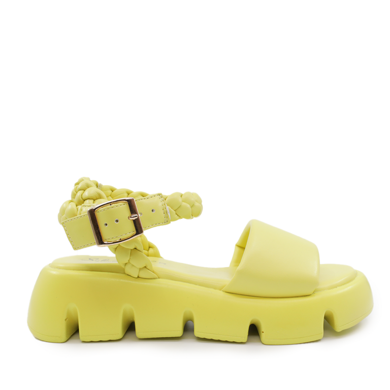 Solo Donna women sandals in yellow faux leather  2545DS4233G