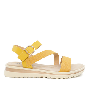 Solo Donna women sandals in yellow faux leather  2545DS4483G
