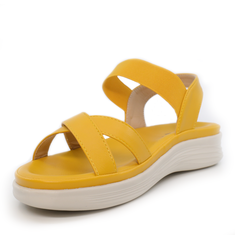 Solo Donna women sandals in yellow faux leather 2855DS0058G