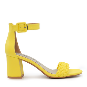 Solo Donna women mid heel sandals in yellow faux leather 2855DS0005G
