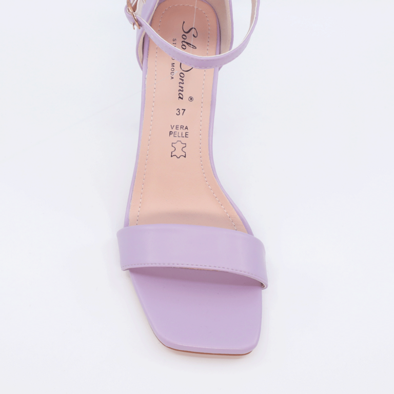 Solo Donna women high heel sandals in light purple faux leather 1165DS1300LI