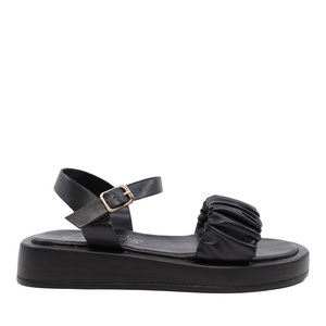 Solo Donna women sandals in black faux leather 2545DS1515N