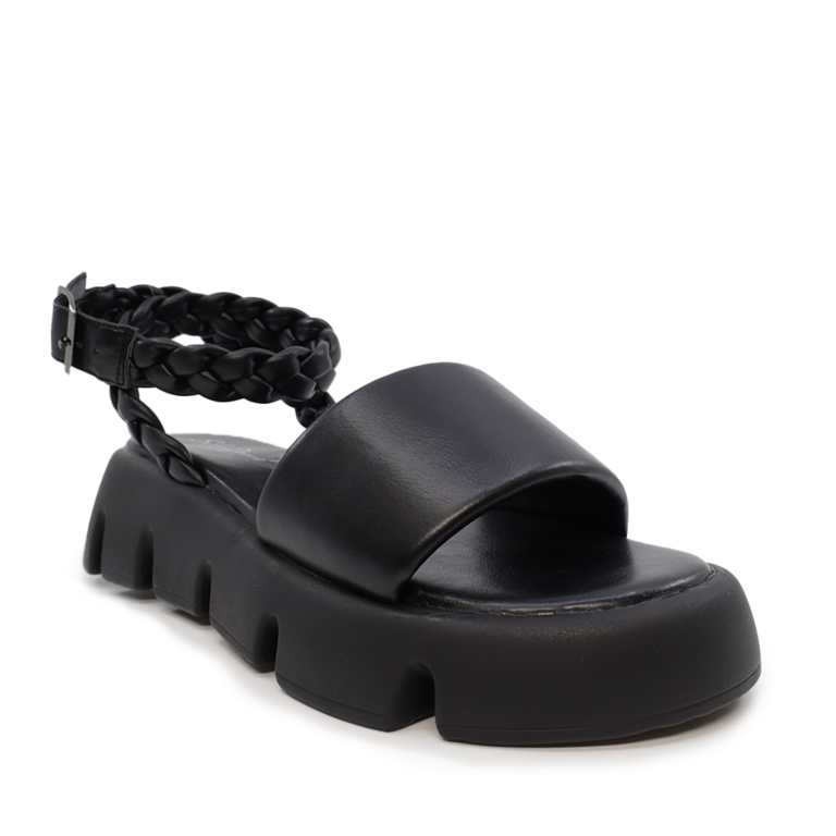 Solo Donna women sandals in black faux leather 2545DS4233N