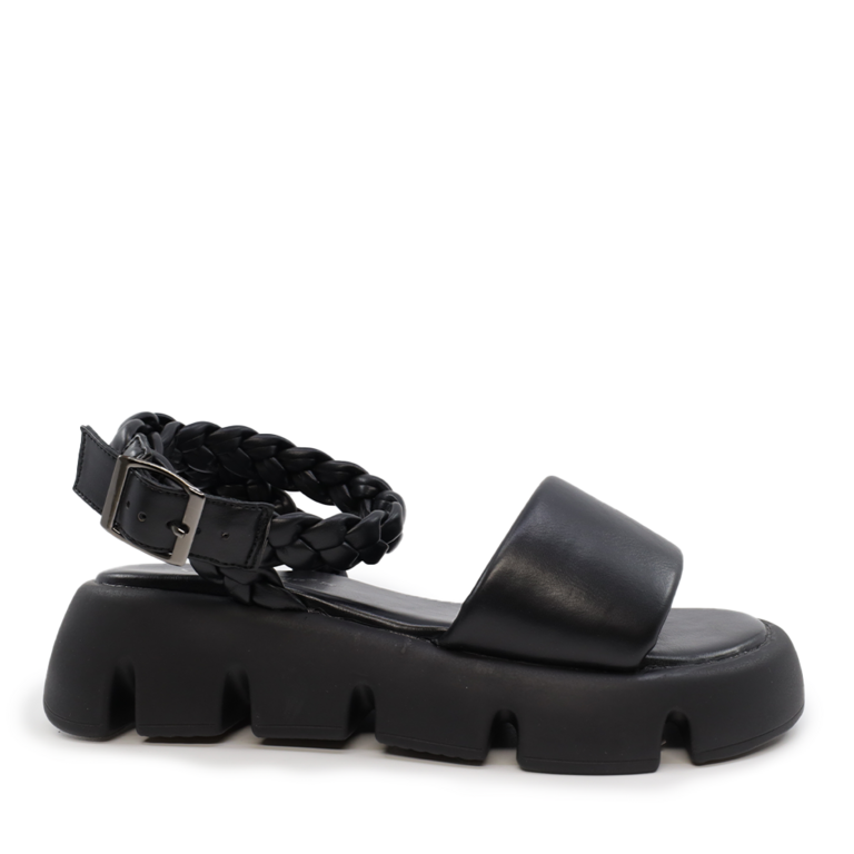 Solo Donna women sandals in black faux leather 2545DS4233N