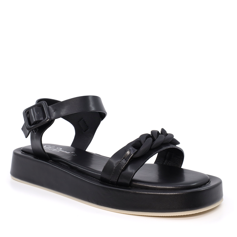 Solo Donna women sandals in black faux leather 2545DS8337N