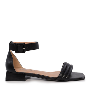 Solo Donna women sandals in black faux leather 2855DS0006N