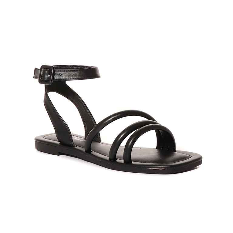 Solo Donna Women's Sandals  in black faux leather with tube straps 2851DS8006N