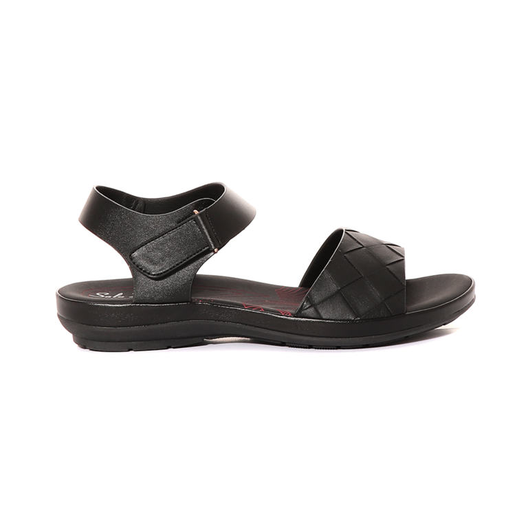 Solo Donna Women's Sandals  in black faux leather with extra comfort outsole and cross model 2851DS8033N