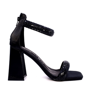 Sandales à talons hauts avec strass noirs Solo Donna pour femmes 2547DS8539N