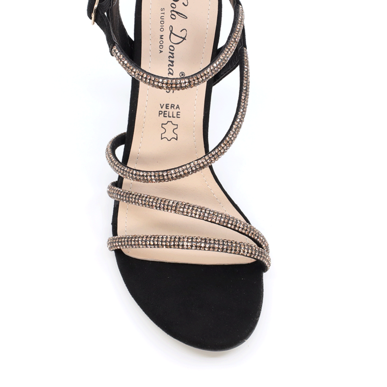 Sandale femei Solo Donna negre cu ștrasuri 1165DS1710VN