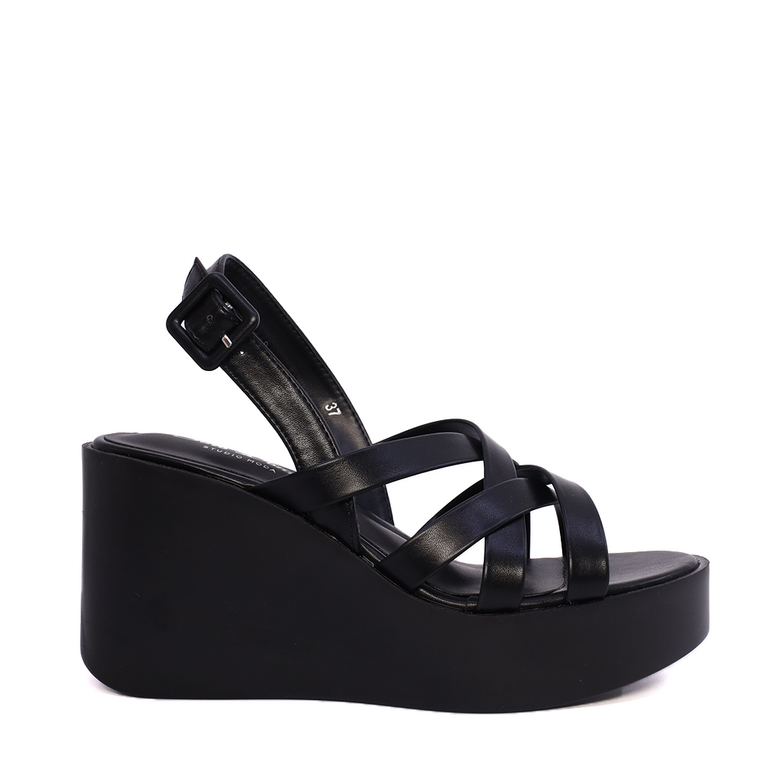 Women's Solo Donna black synthetic platform sandals 2547DS9127N