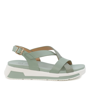 Solo Donna women sandals in green faux leather 2545DS6431V