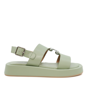 Solo Donna women sandals in green faux leather 2545DS3346V