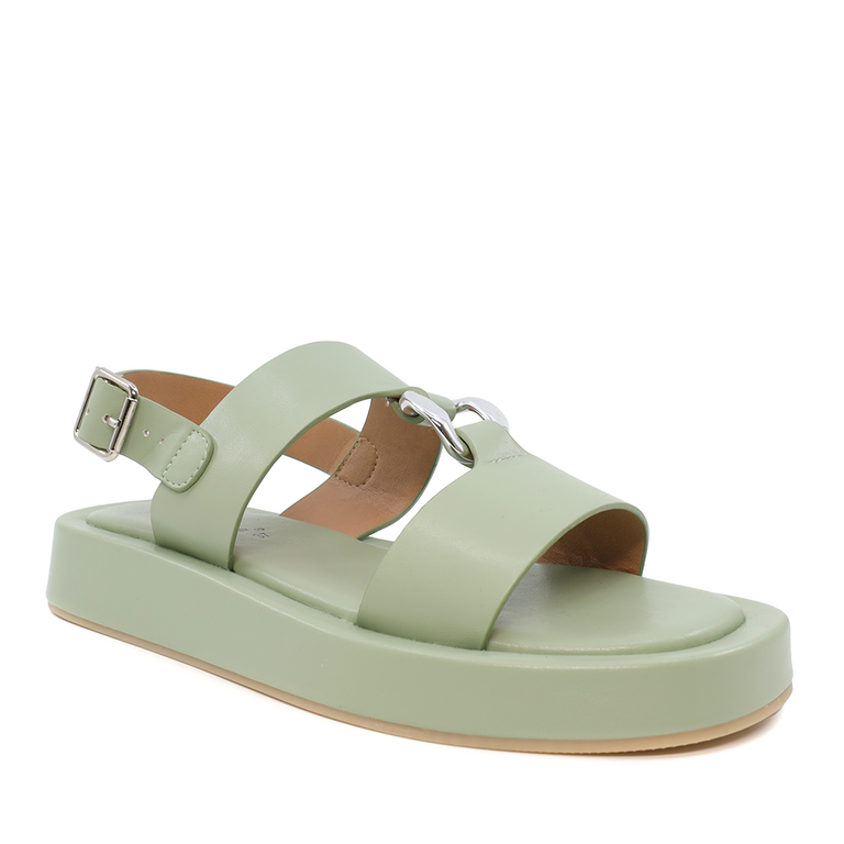 Solo Donna women sandals in green faux leather 2545DS3346V