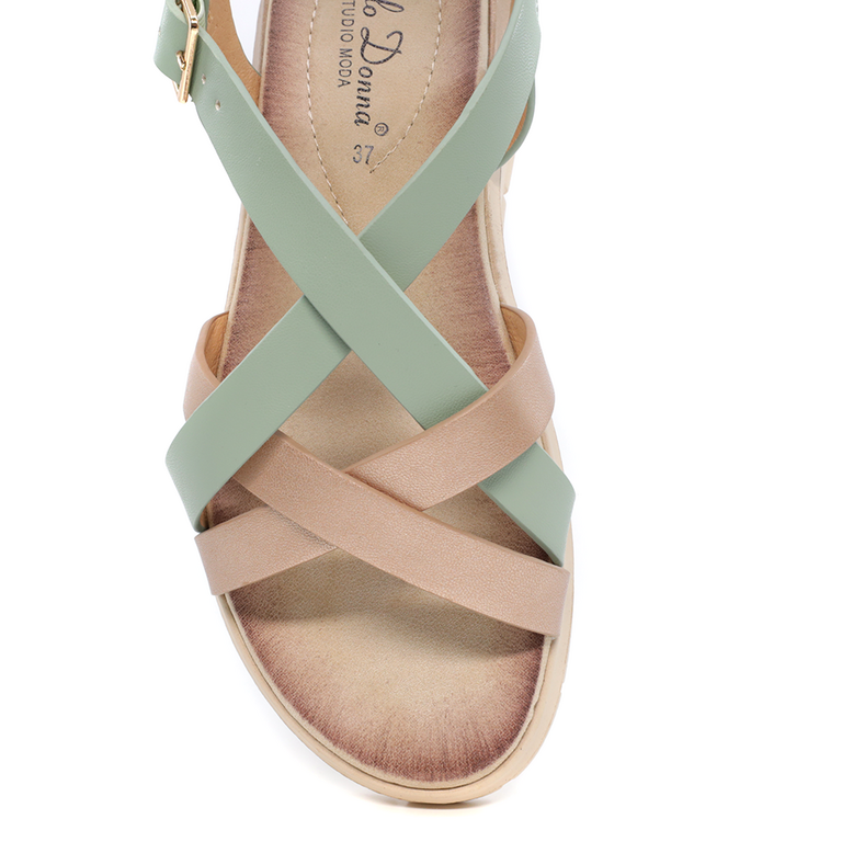 Solo Donna women sandals in green faux leather 2545DS4495V