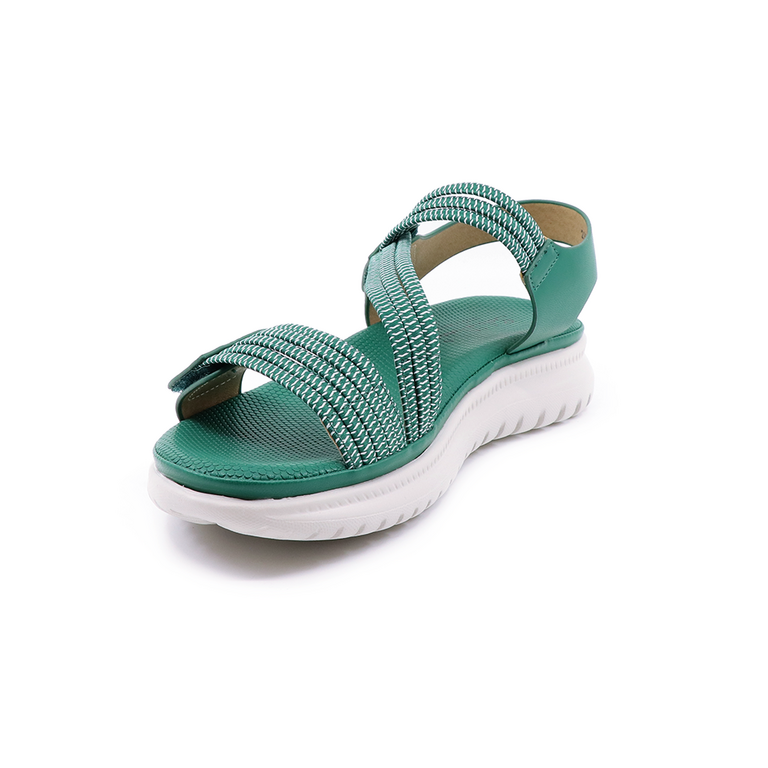 Solo Donna women sandals in green faux leather with elastic straps 2853DS0713V