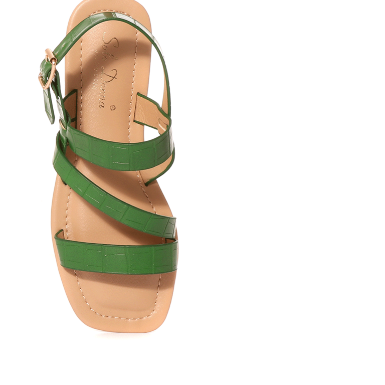 Solo Donna Women's Sandals in green faux leather and croco print 2851DS9013CV