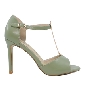 Solo Donna women high heel sandals in green faux leather 1165DS1200V