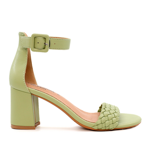 Solo Donna women mid heel sandals in green faux leather  2855DS0005V