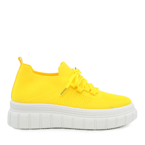 Solo Donna women slip on sneakers in yellow knitted fabric 2545DPS0195G