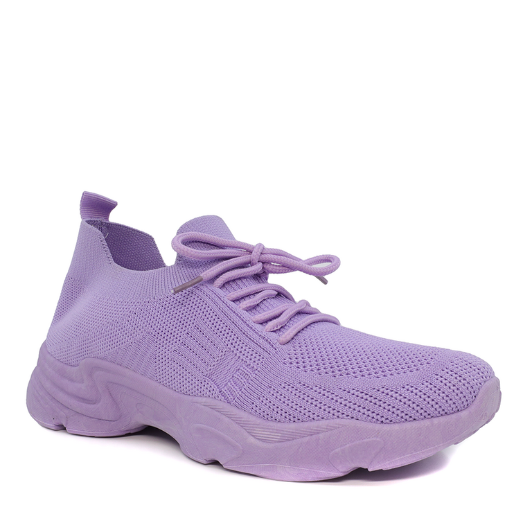 Sneakers slip on femei Solo Donna lila din material knitted  2545DPS1106LI