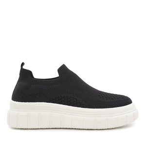 Sneakers slip on femei Solo Donna negri din material knitted 2545DPS0192N 
