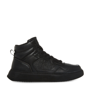 Men's black high-top sneakers by Steve Madden made of leather 1476BGJORDEEN