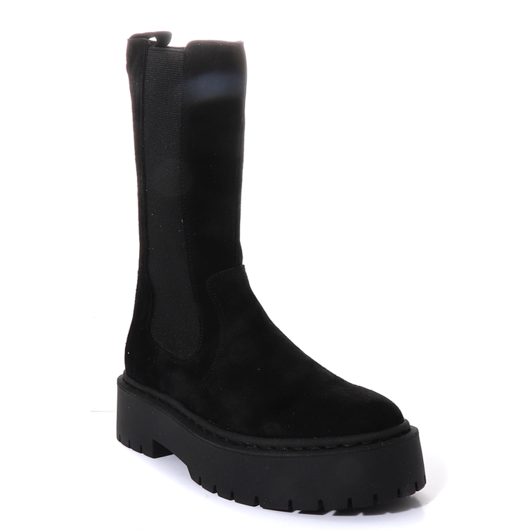 Steve Madden women boots in black suede leather 1462DGVIVIANNEVN