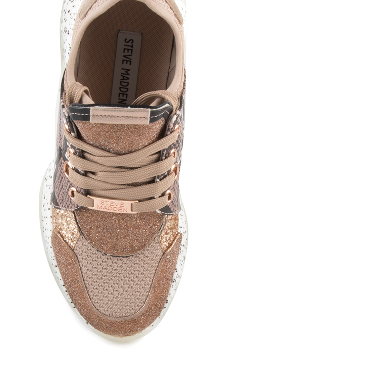 Steve Madden Women's Sneakers in pink & rose gold leather and textile 1460DPMESCALRO