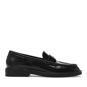 Pantofi tip loafer femei Steve Madden Adison negri din piele lăcuită 1460DPADISONN