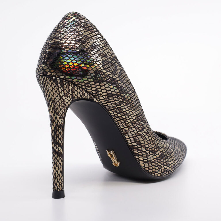 Steve Madden Evelyn Black Snake Print Women's Stiletto Shoes 1467DPEVELYNSN
