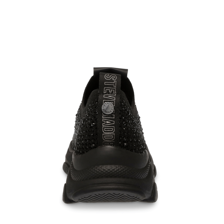 Women's Steve Madden Meter black textile sneakers accessorized with rhinestones 1467DPMETERN