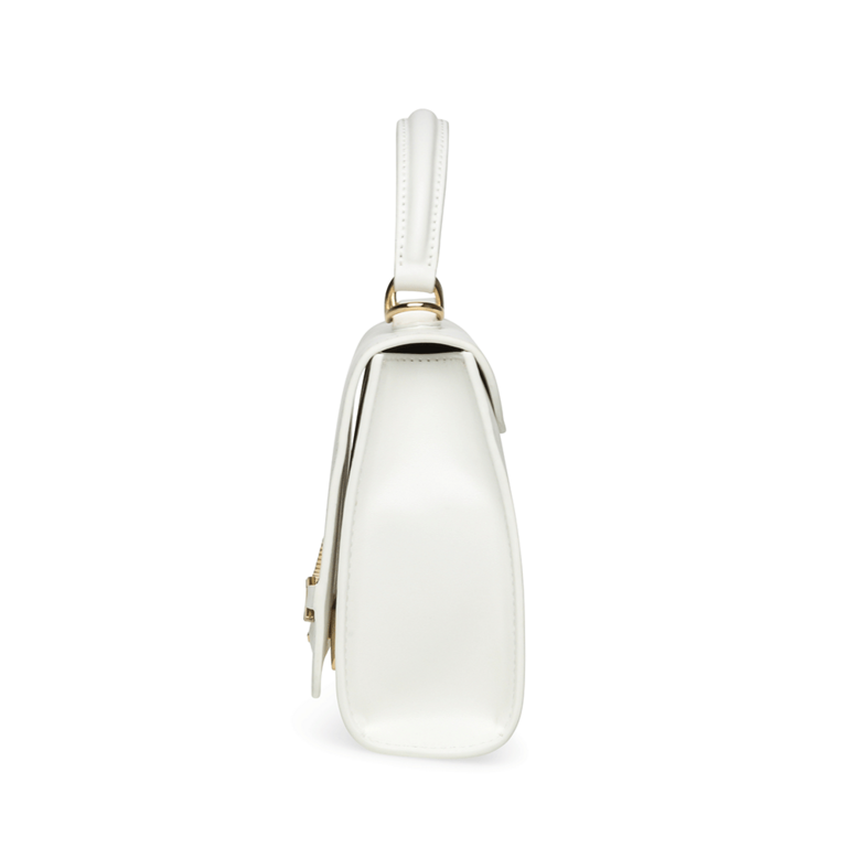 Poșetă tip satchel femei Steve Madden Moment albă cu accesoriu metalic 1667POSSBMOMENTA