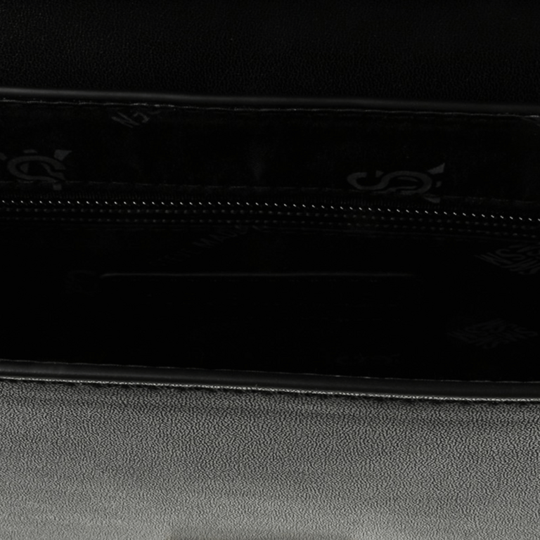 Poșetă tip satchel femei Steve Madden Moment neagră cu accesoriu metalic 1667POSSBMOMENTN