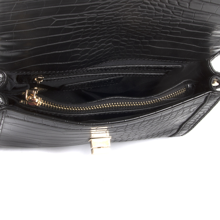 Steve Madden Women's Tote Bag in black croco print faux leather 1460POSSMELANIEN