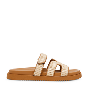 Steve Madden beige women's clogs made of synthetic material and woven fabric 1469DSTMISSILEBE