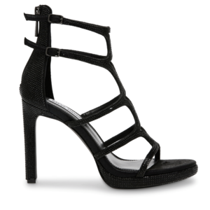 Women's black sandals by Steve Madden with rhinestones, model 1466DSACCURACY-RN.