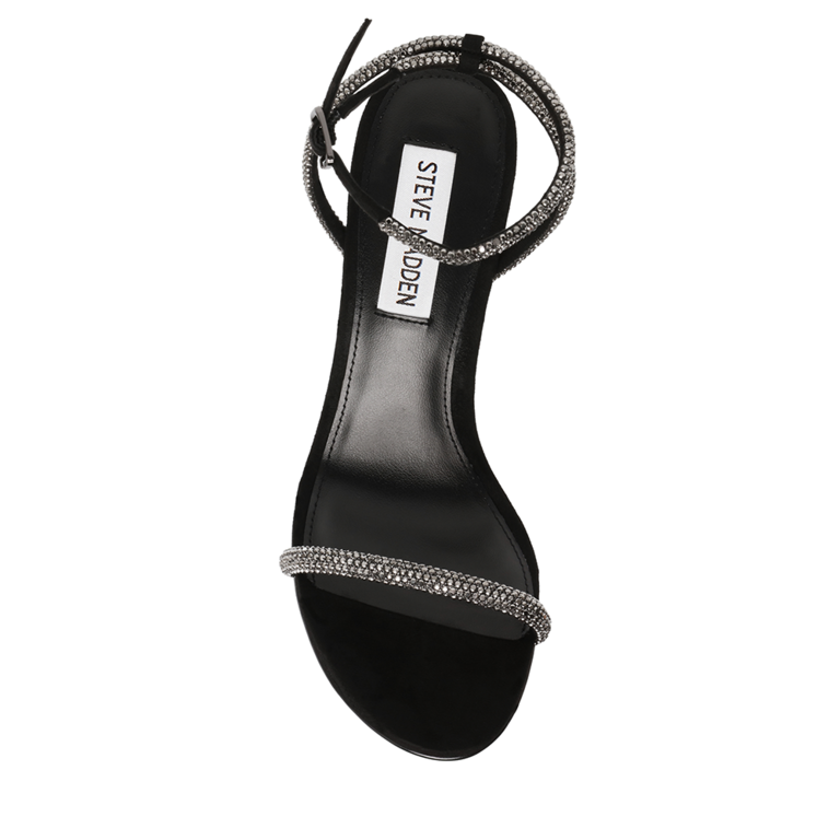 Steve Madden women Breslin sandals in black rhinstones fabric 1465DSBRESLINN